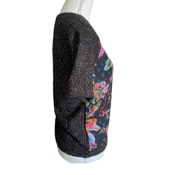 Anthropologie James Coviello Womens Brocade Floral Sweater Top Size XS Black - Picture 4 of 7